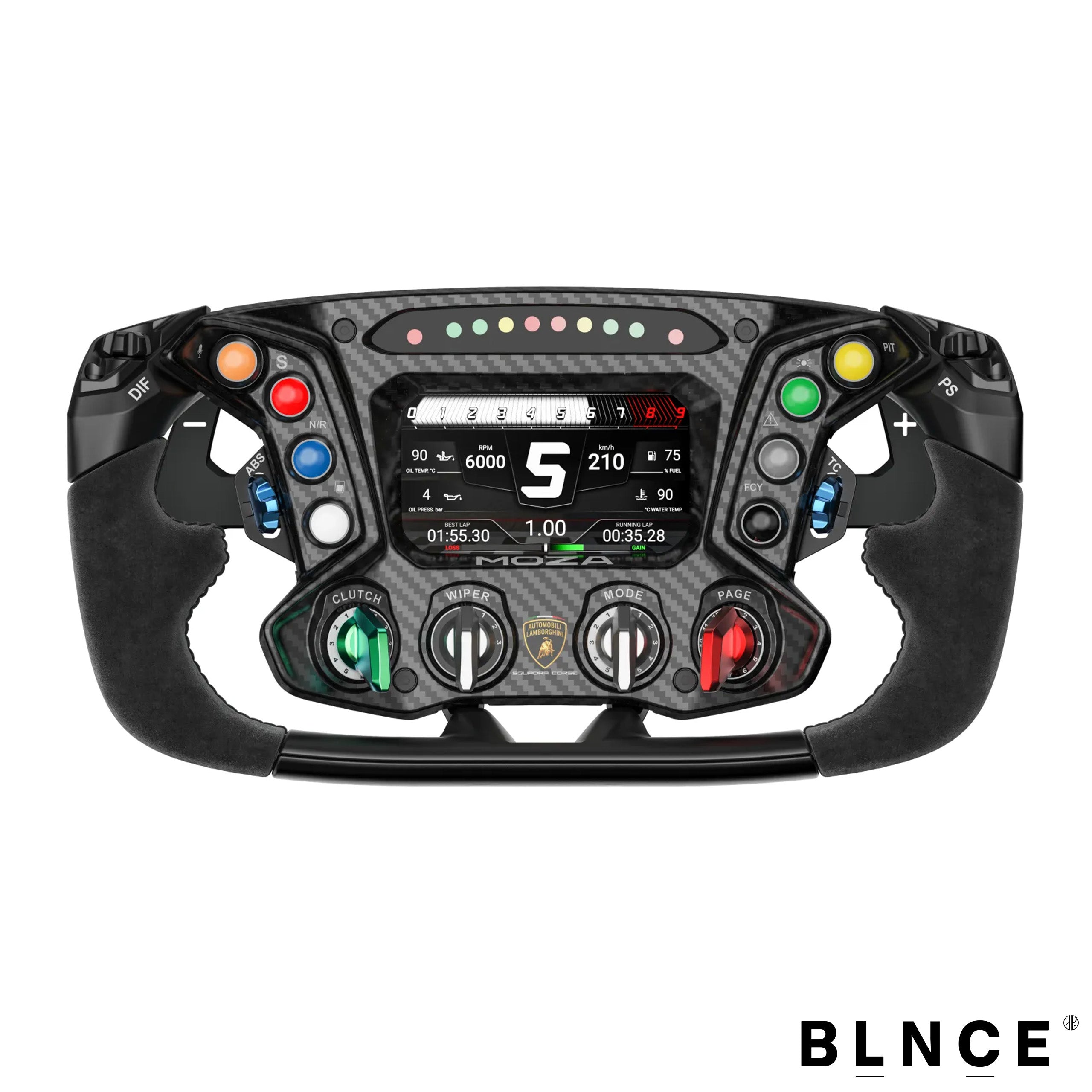 MOZA Lamborghini Squadra sim racing steering wheel front view