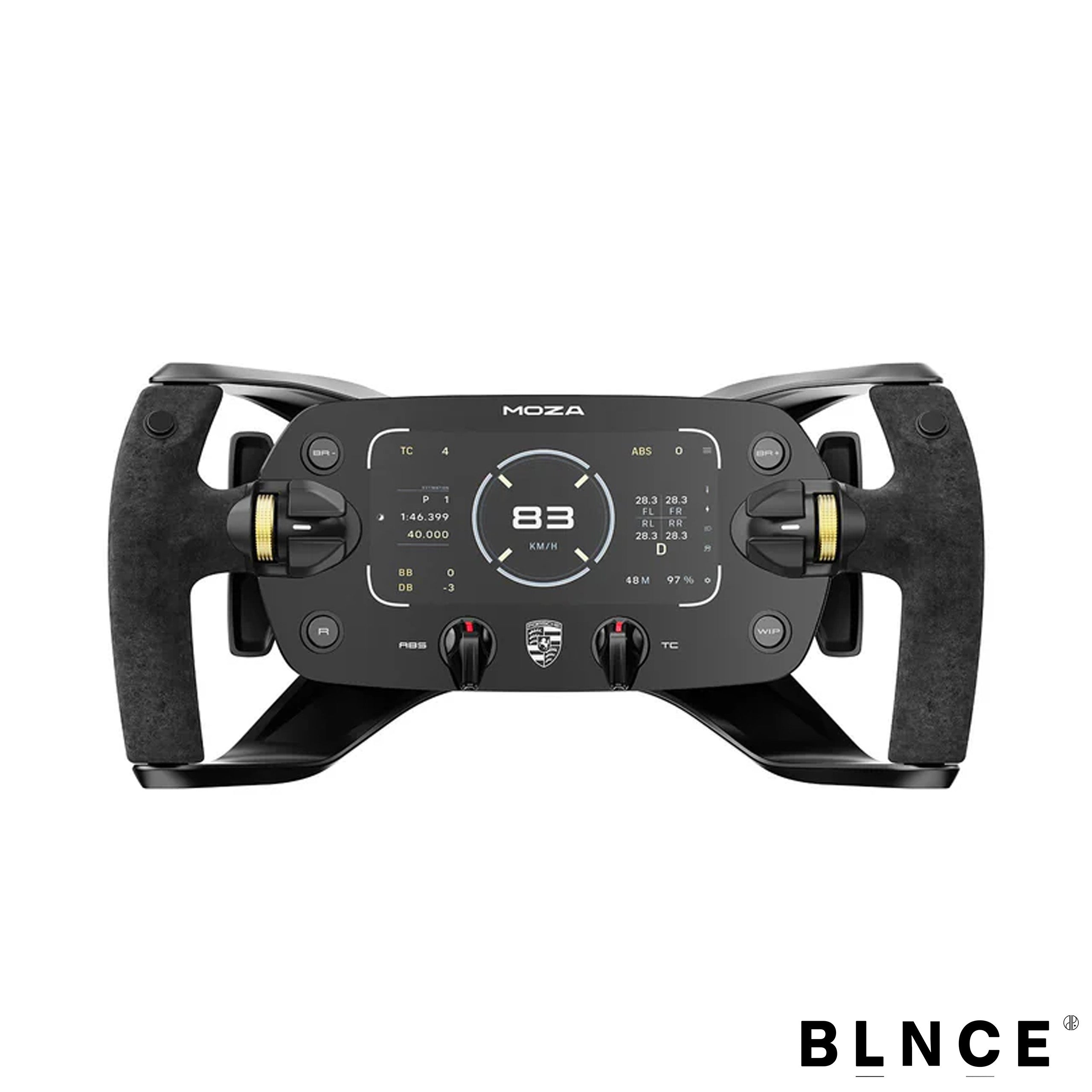 MOZA Porsche Mission R RS097 sim racing steering wheel front view